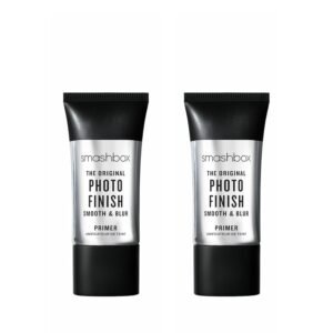 Foundation without primer showing visible pores compared to smooth, blurred texture when using primer.