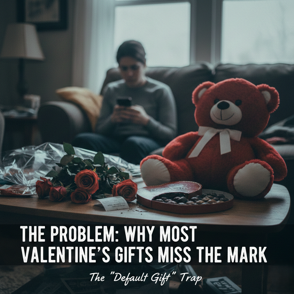 A happy couple laughing on a couch behind a table featuring a potted fern coffee mugs and a specialized tool kit