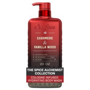 Comparison showing improved skin texture and reduced body acne after four weeks using Old Spice Cashmere Vanilla Wood body wash | alsheikh best amazon beauty and grooming product reviews