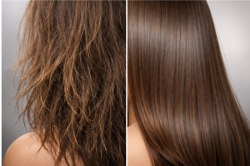 Infographic showing the difference between surface hydration and internal bond repair.