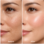 Minimalist glass bottle of ALSHEIKH Hyaluronic Acid serum with water droplets on a clean stone surface, representing skin hydration.