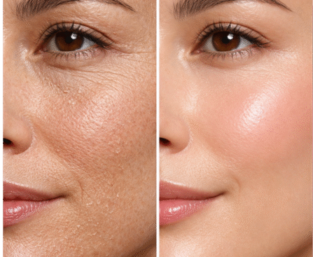 Minimalist glass bottle of ALSHEIKH Hyaluronic Acid serum with water droplets on a clean stone surface, representing skin hydration.