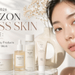 A luxury-themed banner for 'Top 5 Men's Fragrance Dupes on Amazon for 2026'. The image features a sophisticated man in a suit spraying perfume, with five elegant black and clear glass fragrance bottles lined up on a wooden table, including labels like 'Noir Intense' and 'Aventus Legend