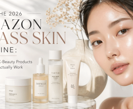 A luxury-themed banner for 'Top 5 Men's Fragrance Dupes on Amazon for 2026'. The image features a sophisticated man in a suit spraying perfume, with five elegant black and clear glass fragrance bottles lined up on a wooden table, including labels like 'Noir Intense' and 'Aventus Legend